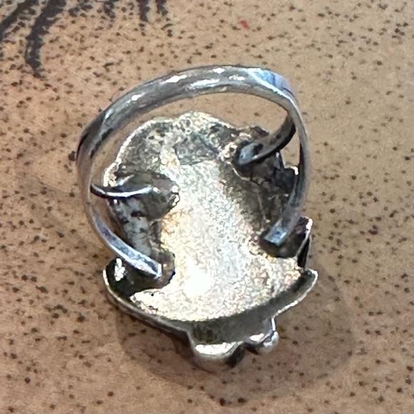 Vintage Old Pawn Sterling Silver Turquoise & Coral Statement Ring  size 7 - Picture 8 of 8